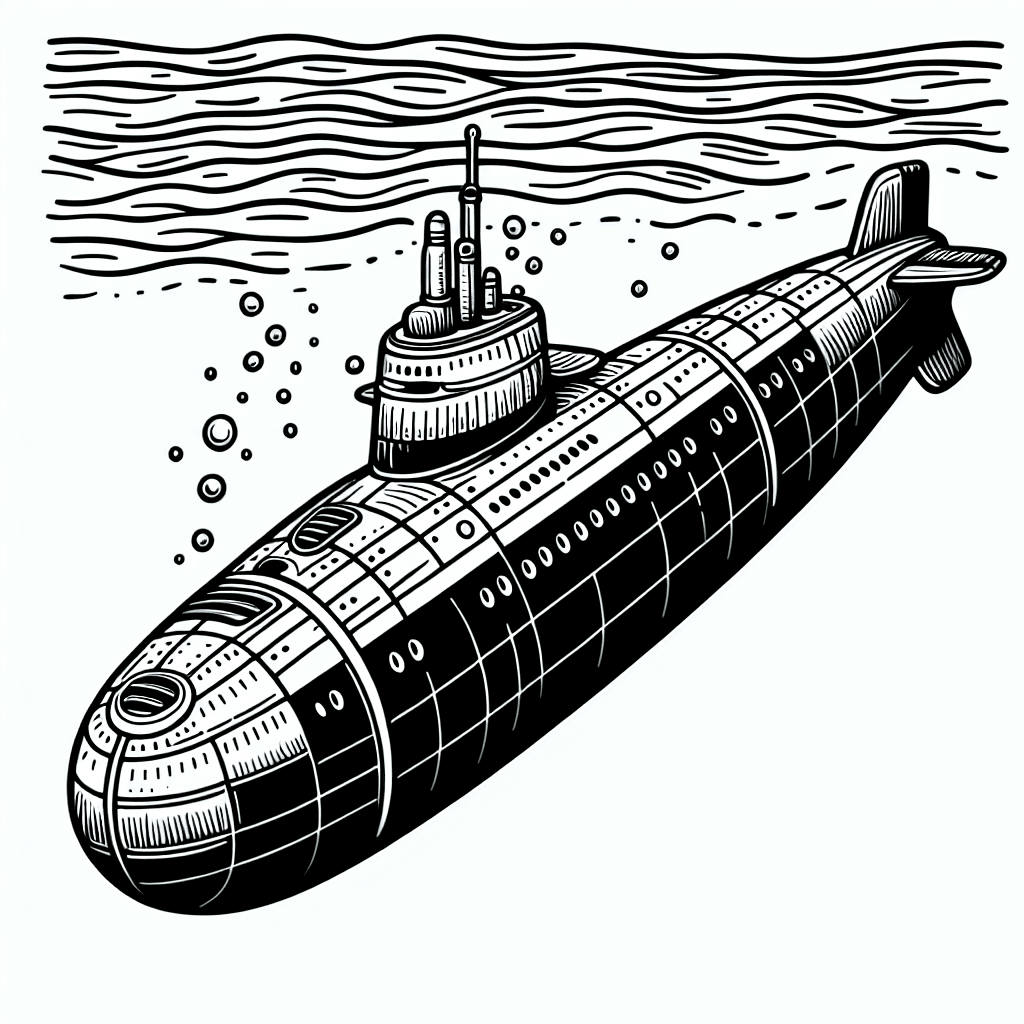 Additional submarine coloring page 2