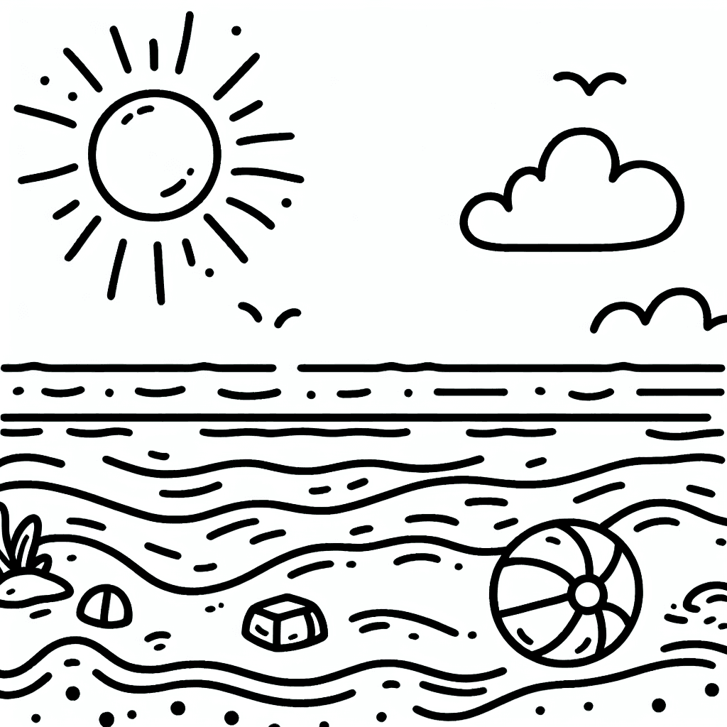 summer beach coloring pages