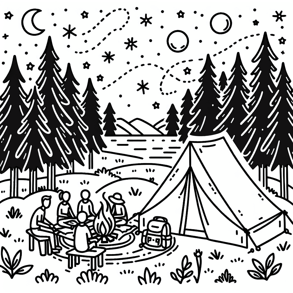 summer camping coloring pages