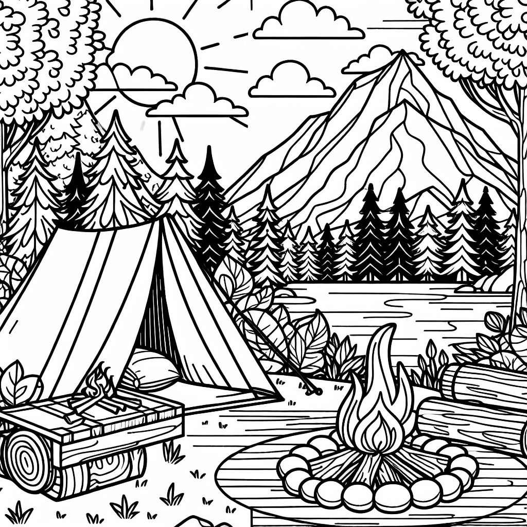 Additional summer camping coloring page 1