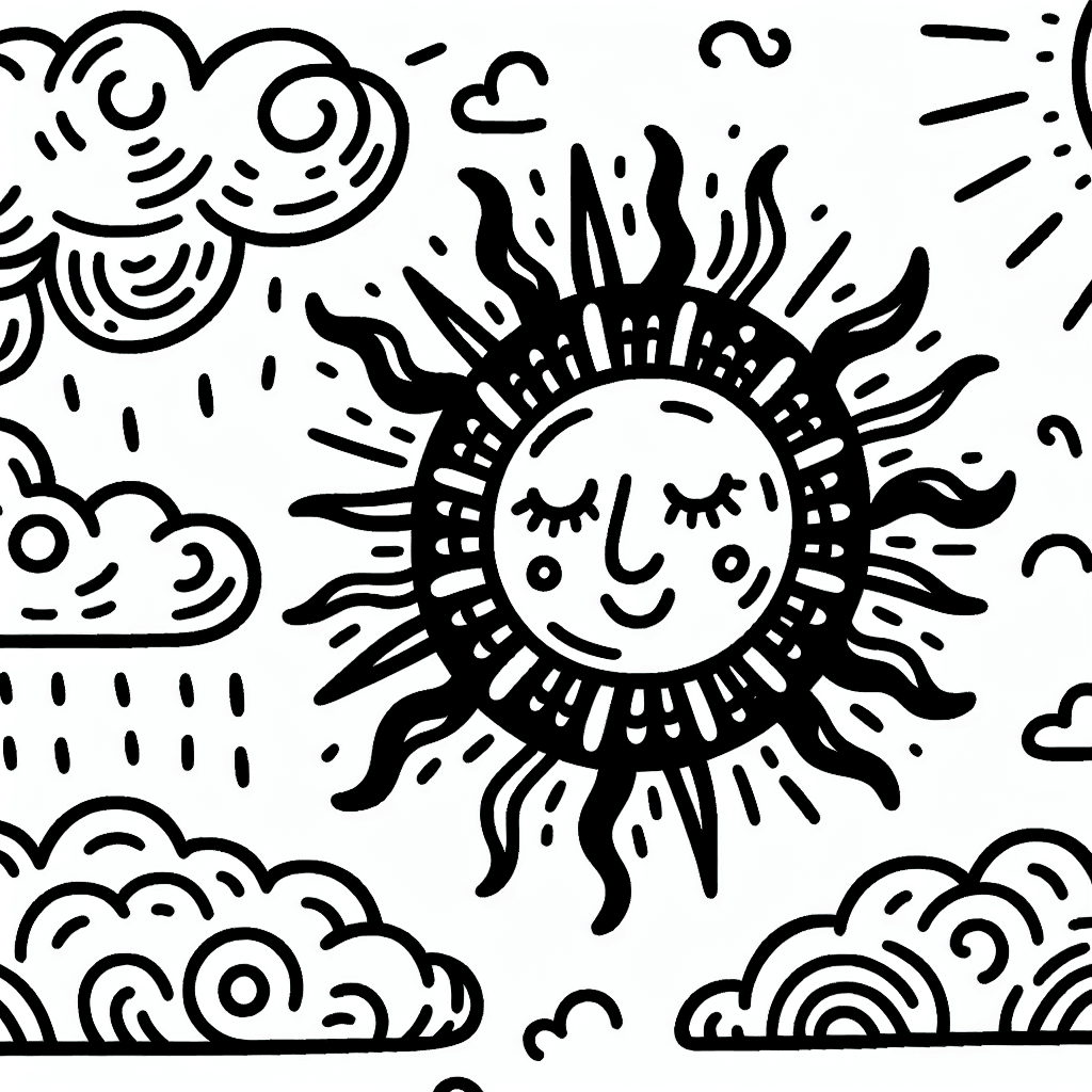 sun clouds coloring pages