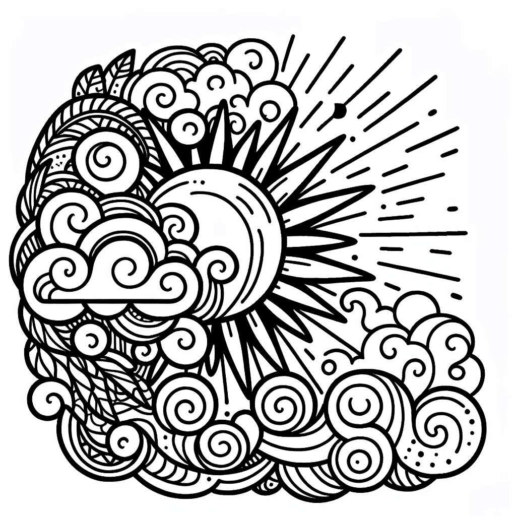 Additional sun clouds coloring page 1