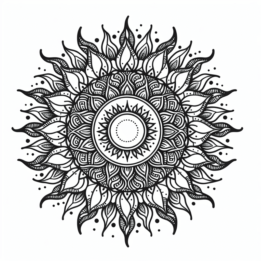 Additional sun mandala coloring page 1