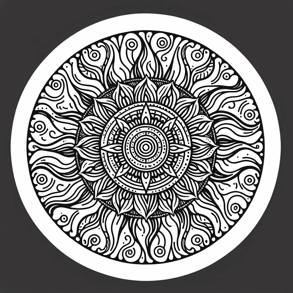 Additional sun mandala coloring page 2