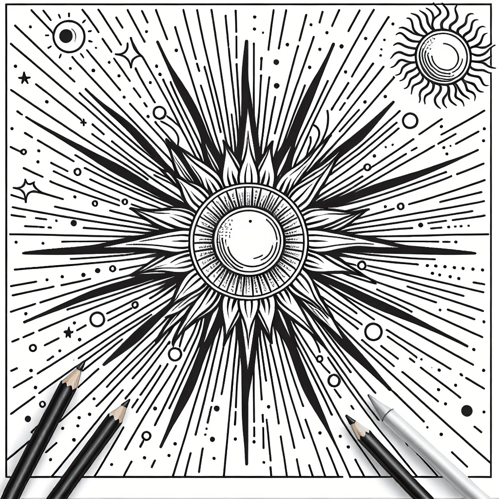 Additional sun rays coloring page 2