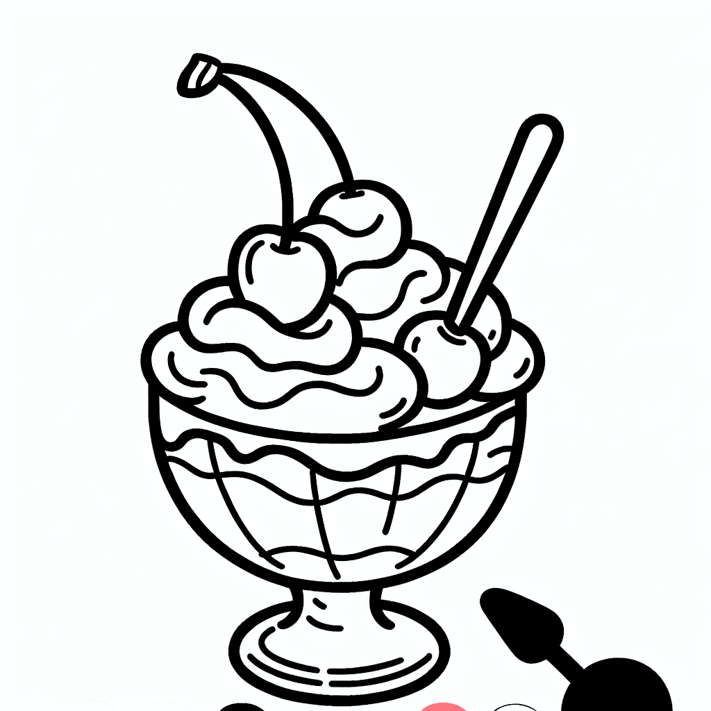 sundae cherry coloring pages