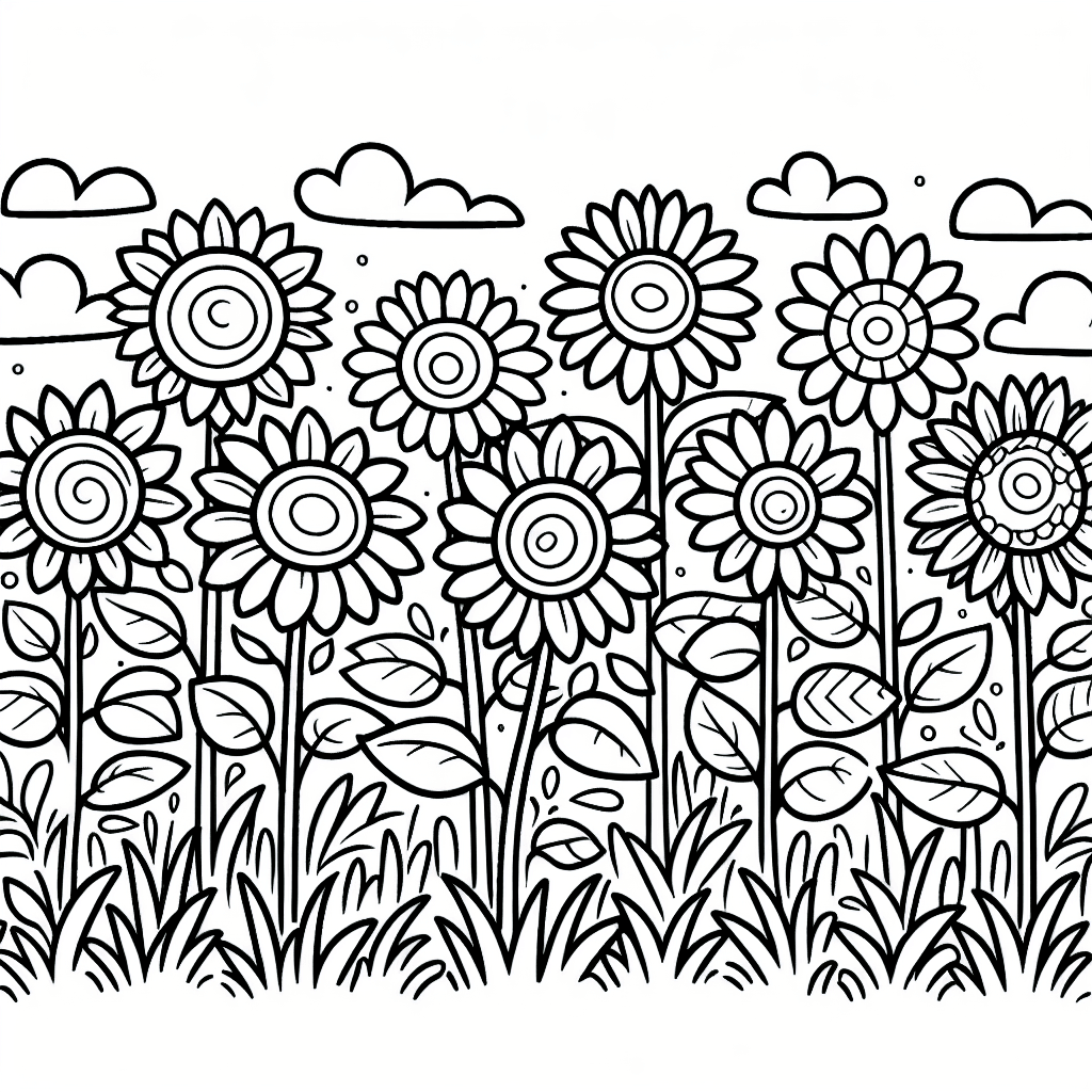 sunflower field coloring pages