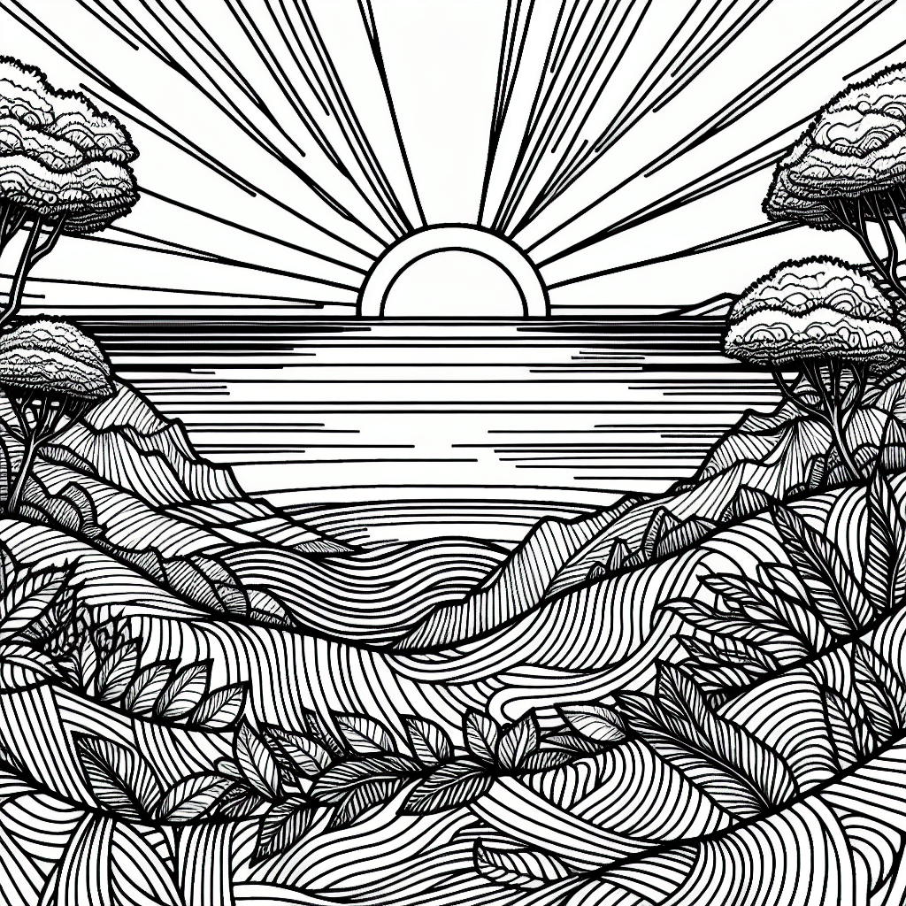 Additional sunset colors coloring page 2