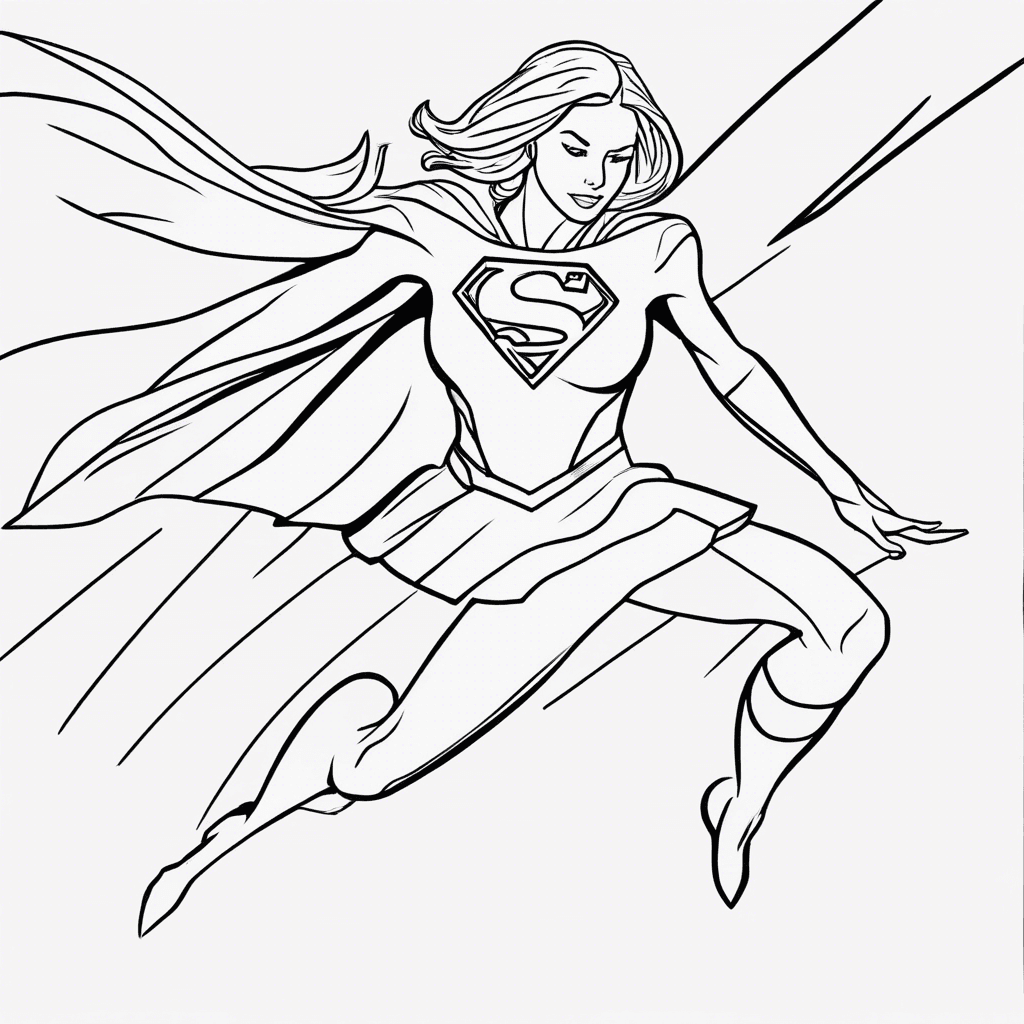 supergirl flying coloring pages