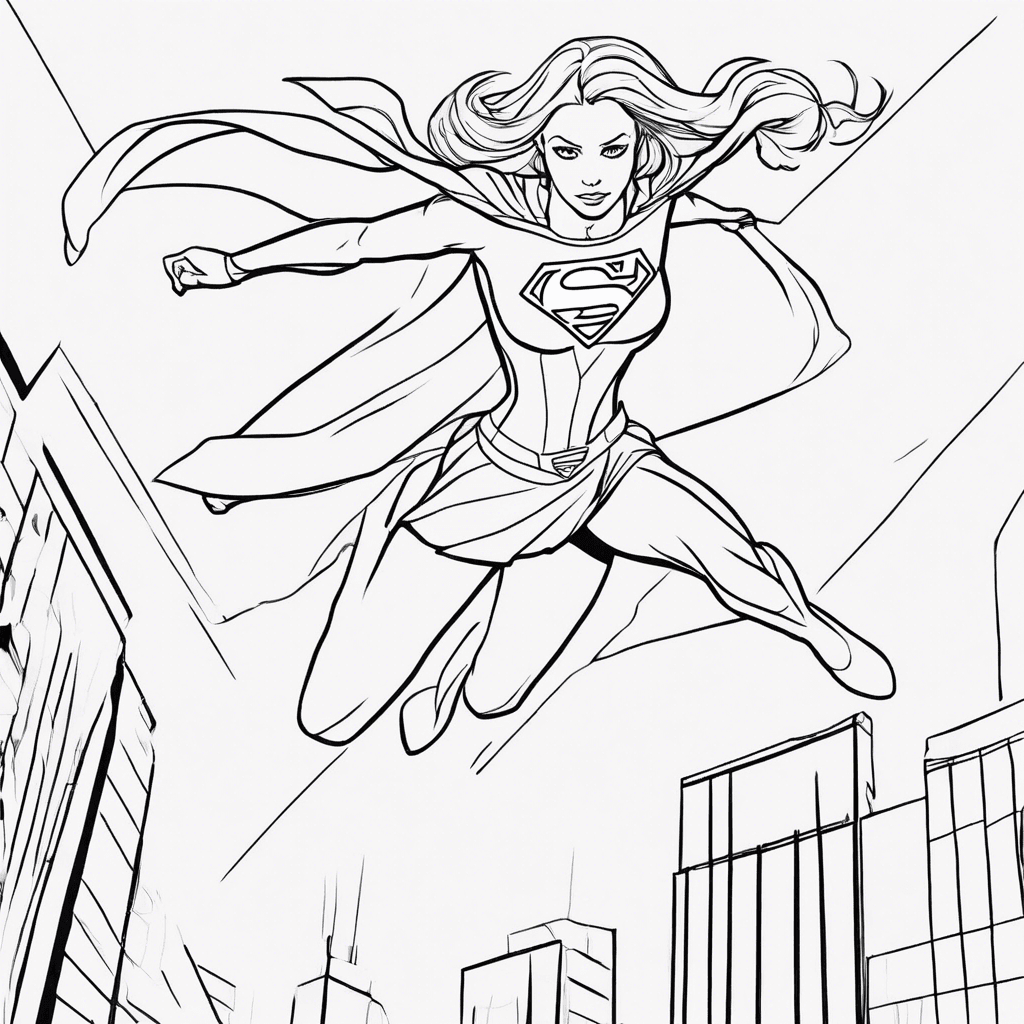 Additional supergirl flying coloring page 2