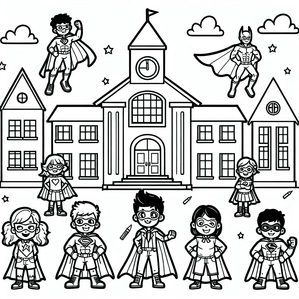 superhero school coloring pages