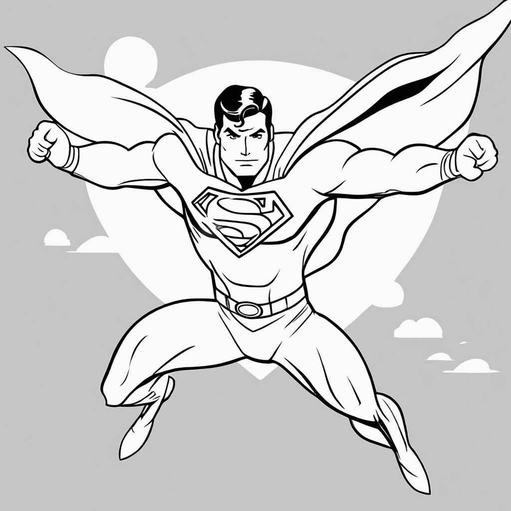 superman flying coloring pages