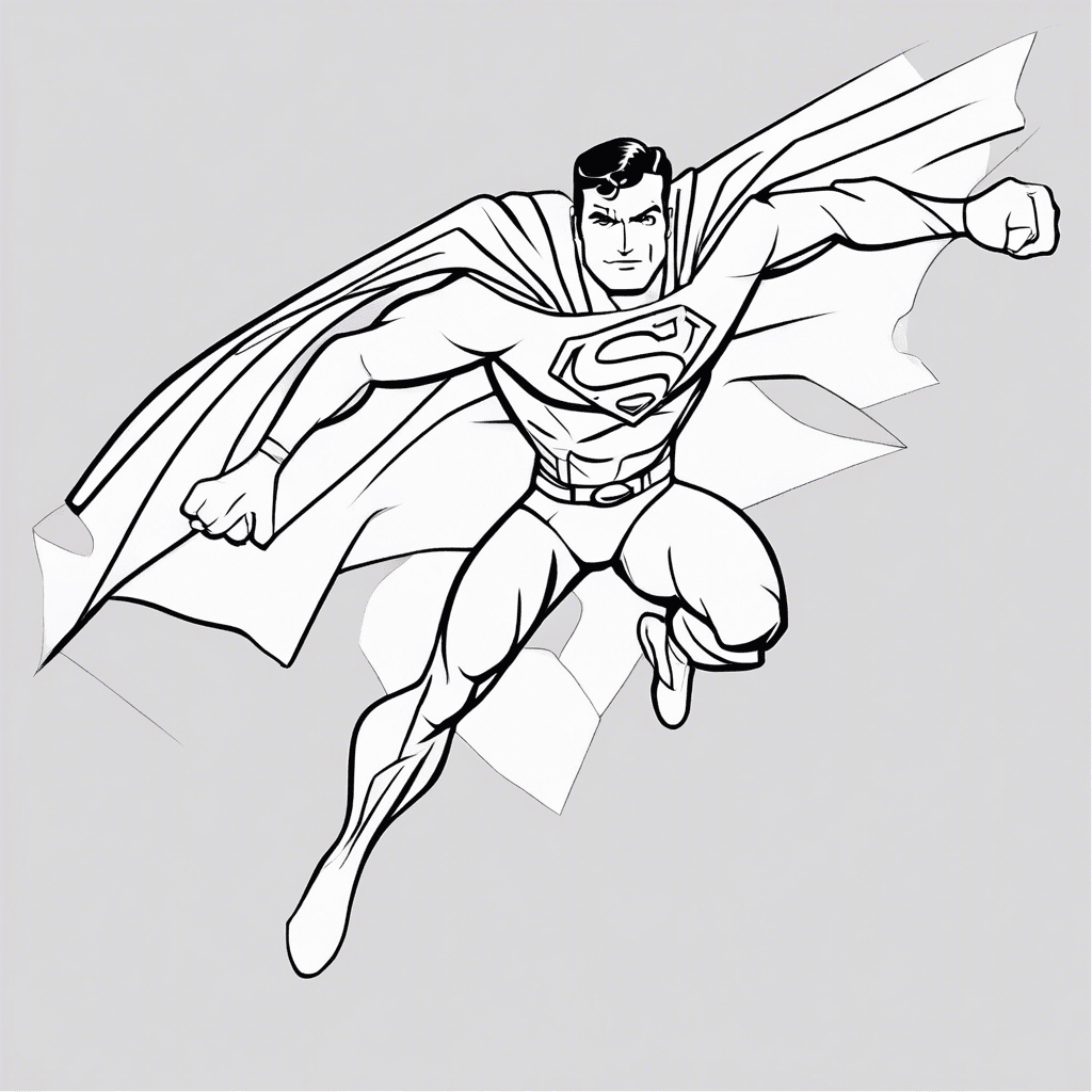 Additional superman flying coloring page 1