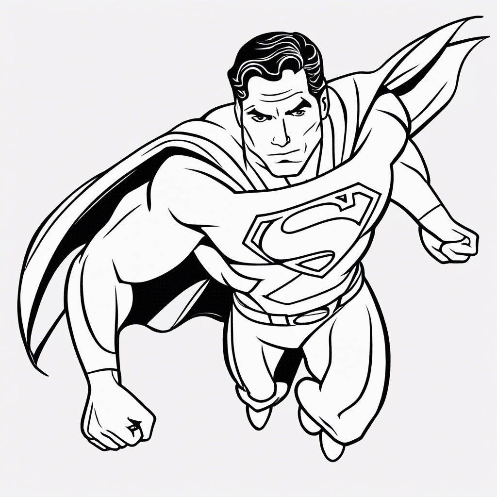 Additional superman flying coloring page 2