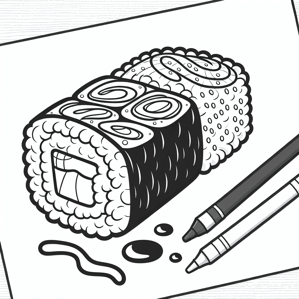 Additional sushi roll coloring page 1