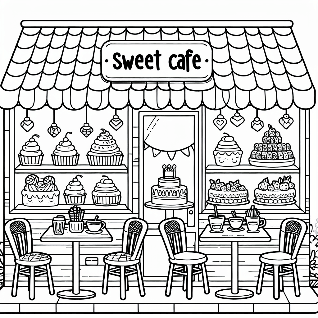 sweet cafe coloring pages