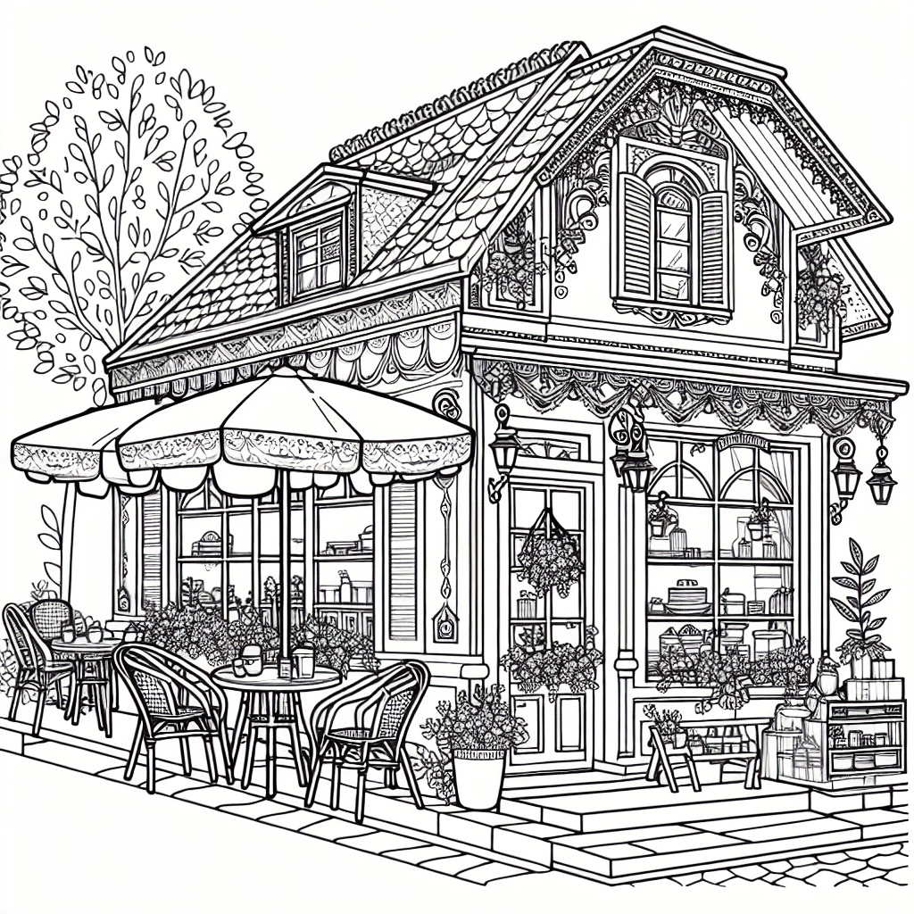 Additional sweet cafe coloring page 1