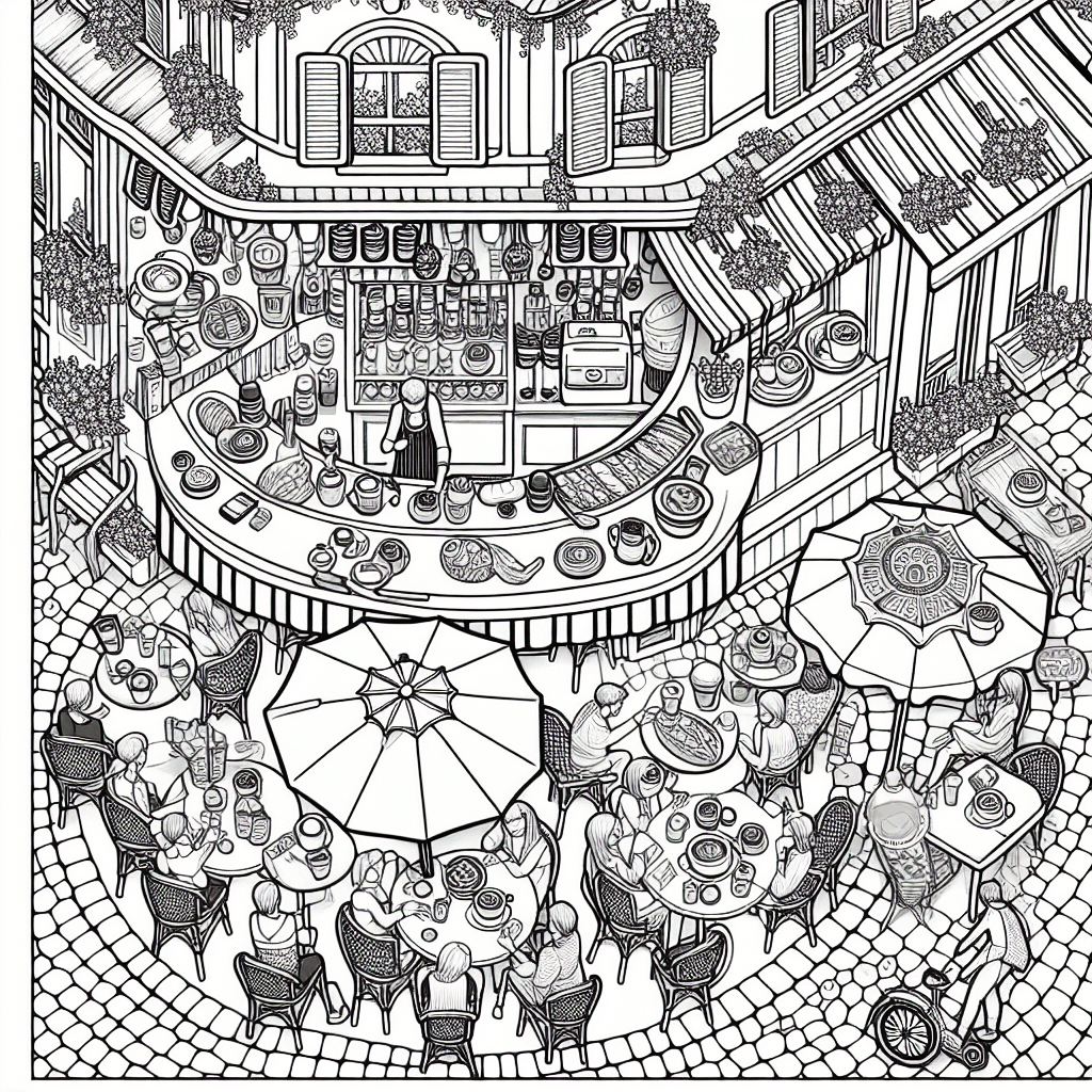 Additional sweet cafe coloring page 2