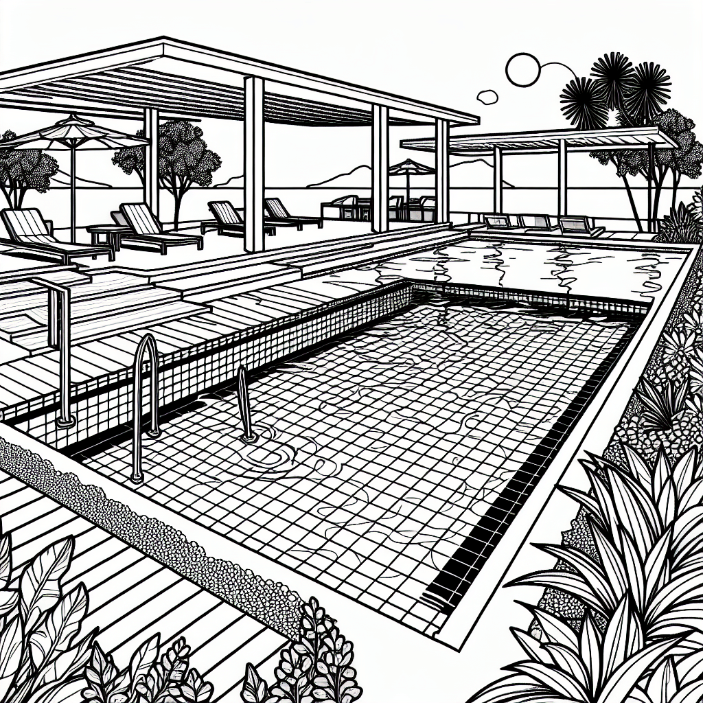 Additional swimming pool coloring page 1