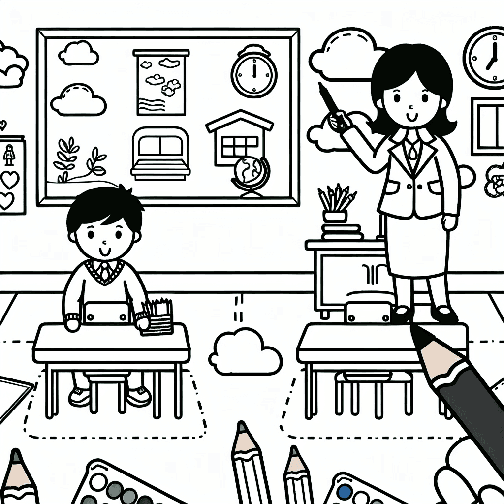 teacher classroom coloring pages