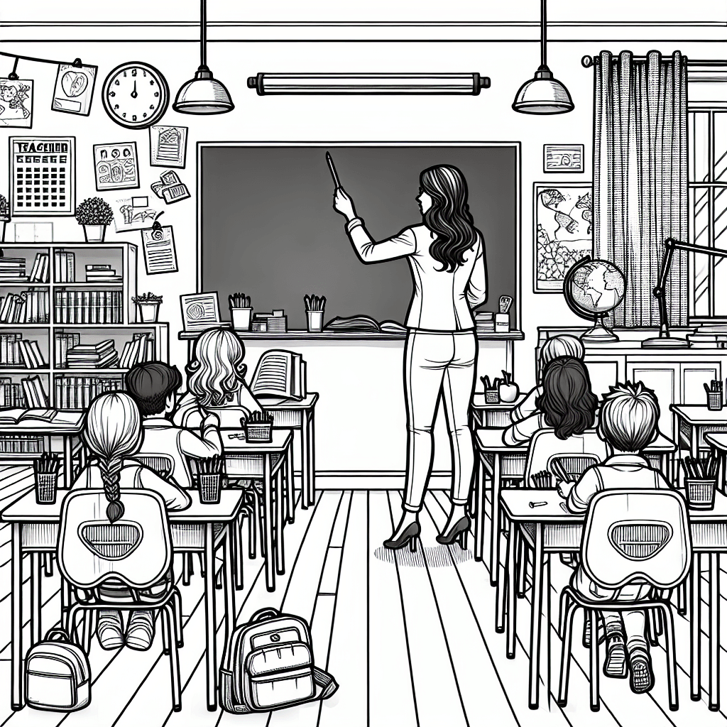 Additional teacher classroom coloring page 1