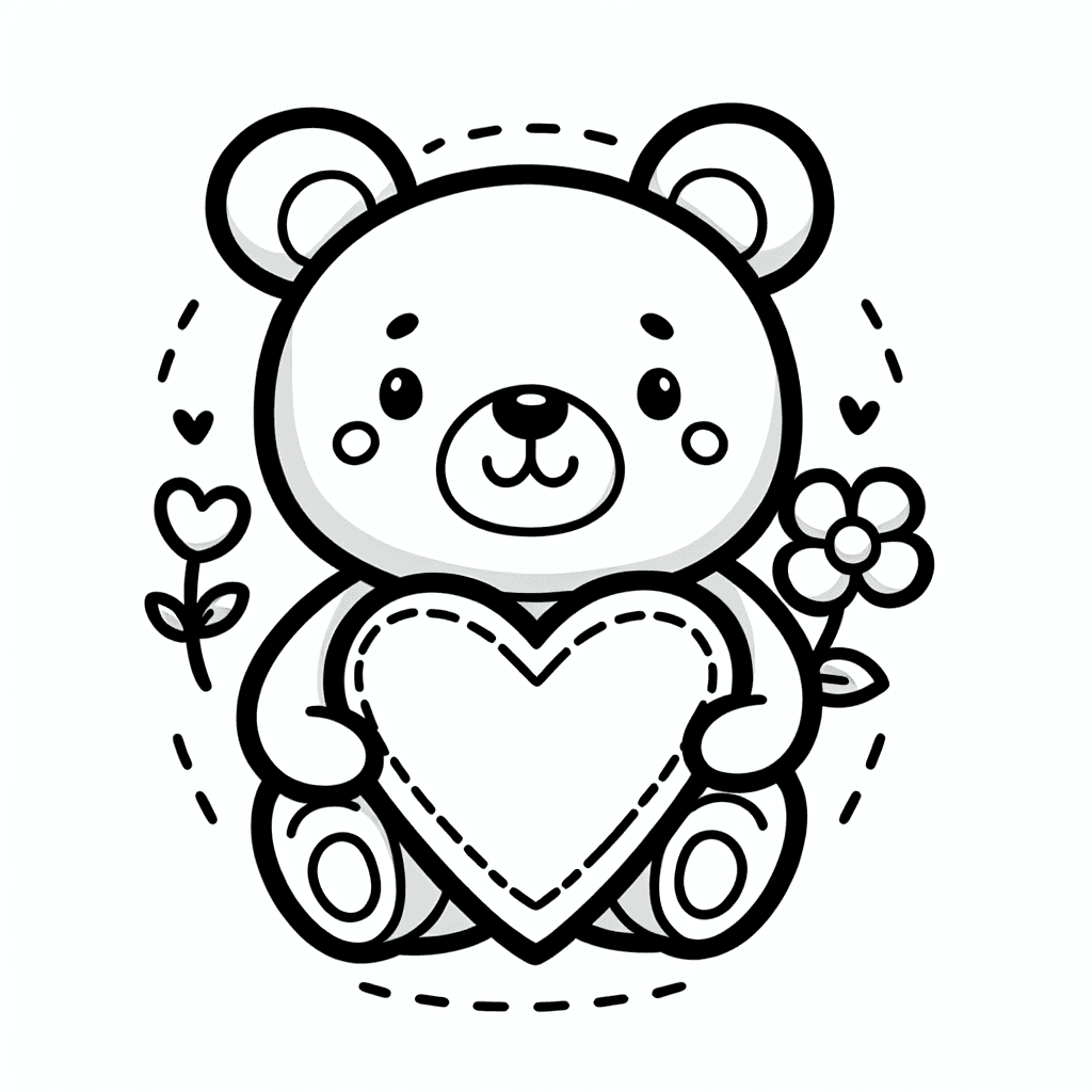 teddy bear heart coloring pages