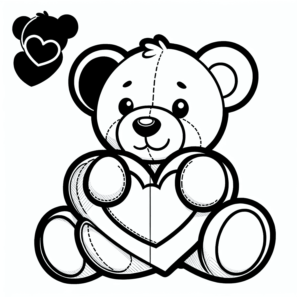 Additional teddy bear heart coloring page 1