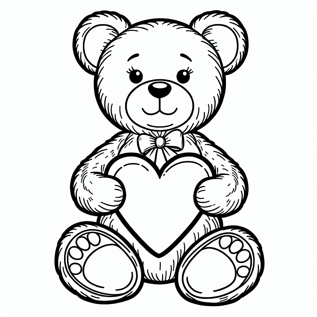 Additional teddy bear heart coloring page 2