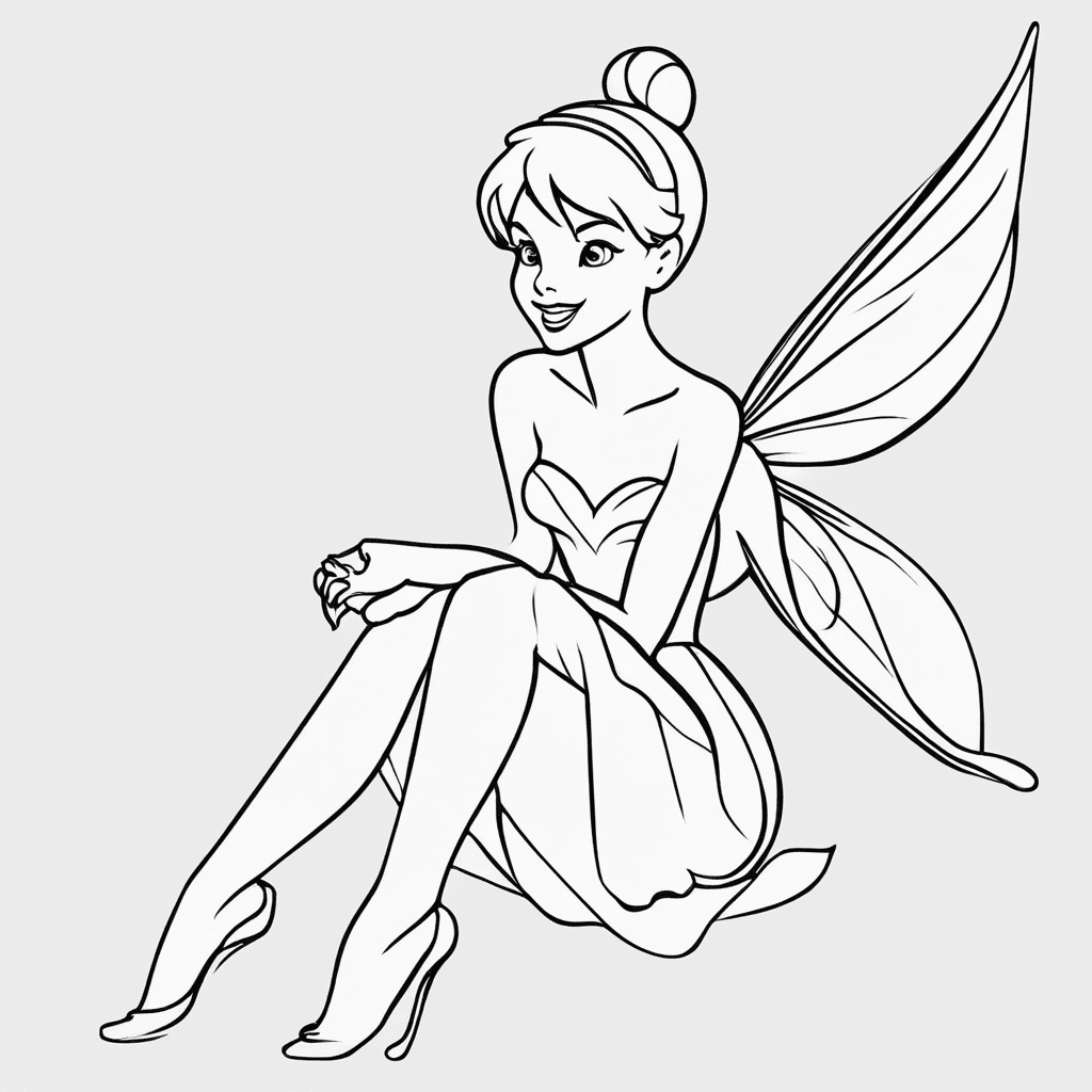 Additional tinker bell coloring page 1