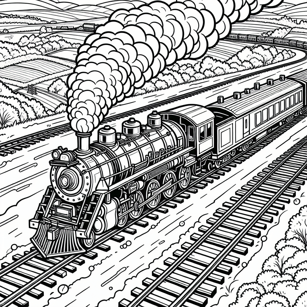 Additional train steam coloring page 2