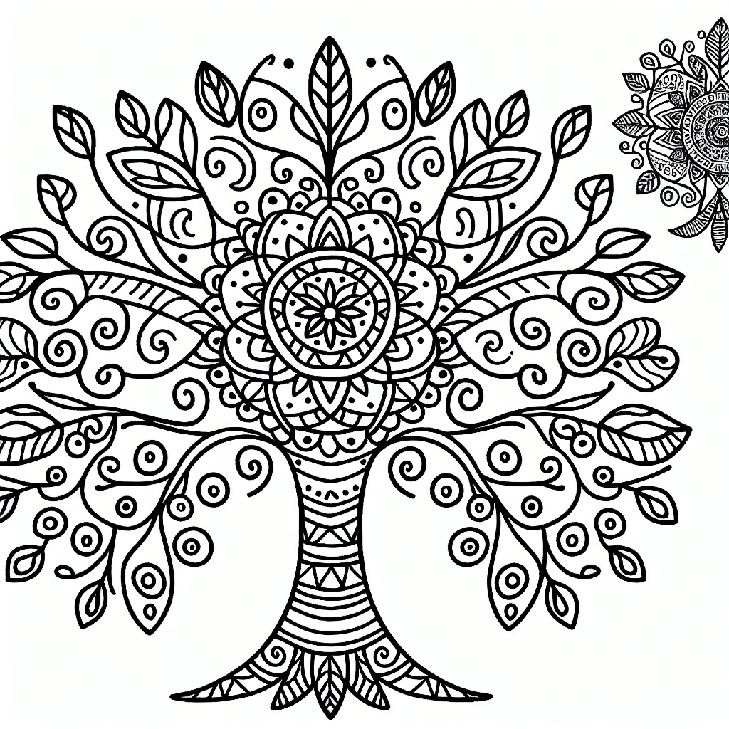 tree mandala coloring pages