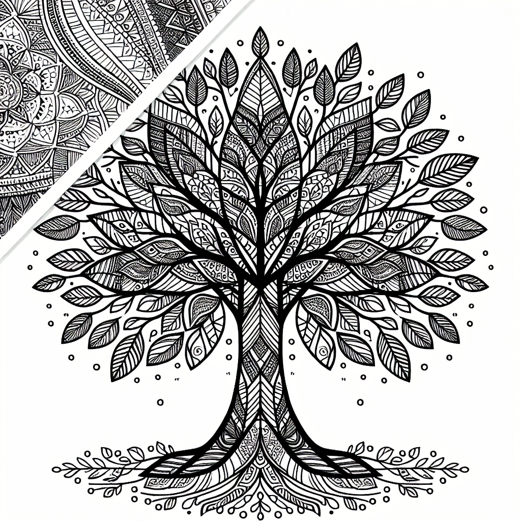 Additional tree mandala coloring page 1