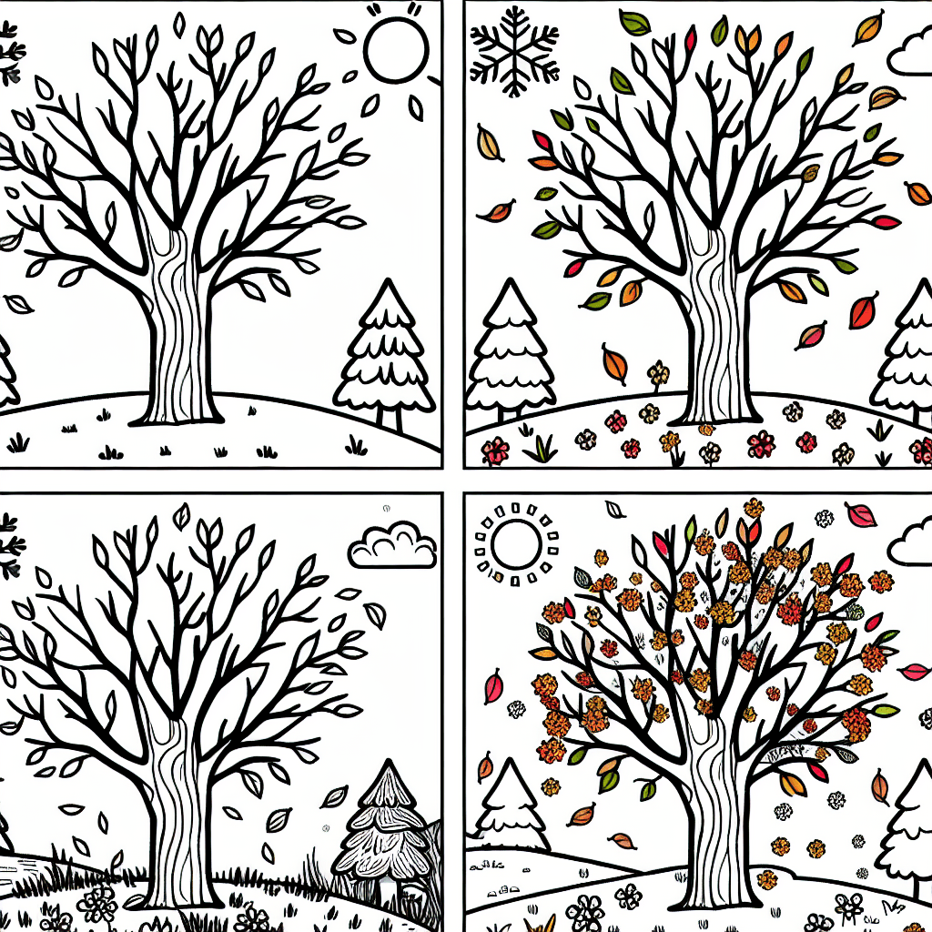 tree seasons coloring pages