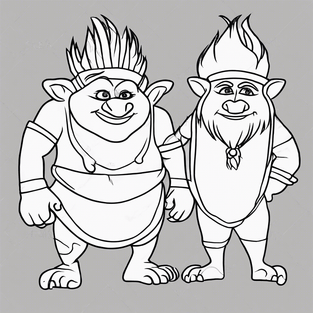 Additional trolls coloring page 2