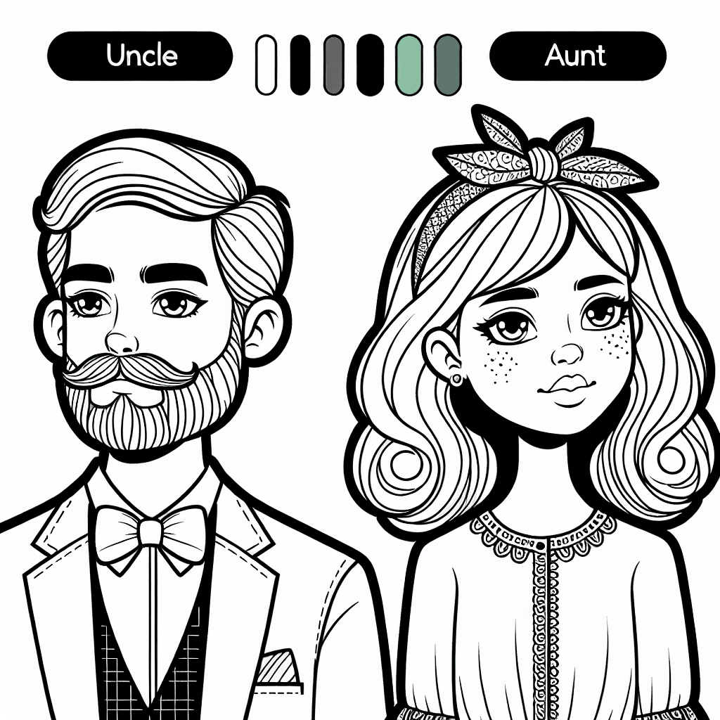 Additional uncle aunt coloring page 1