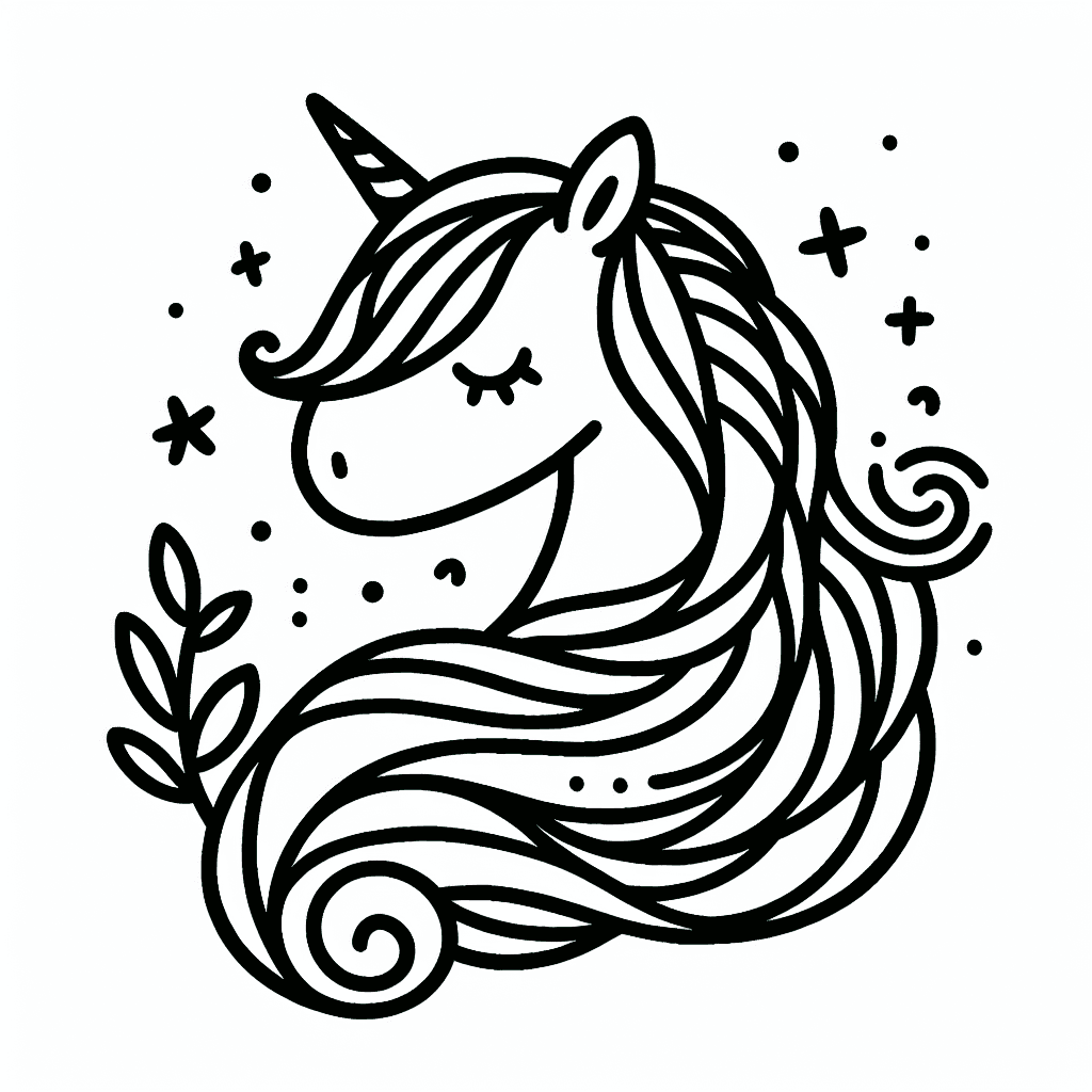 unicorn hair coloring pages