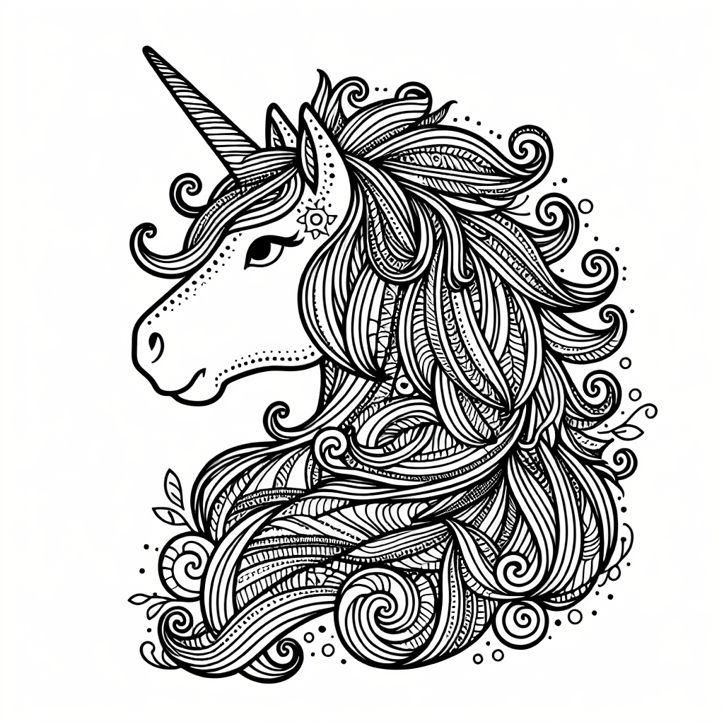 Additional unicorn hair coloring page 1