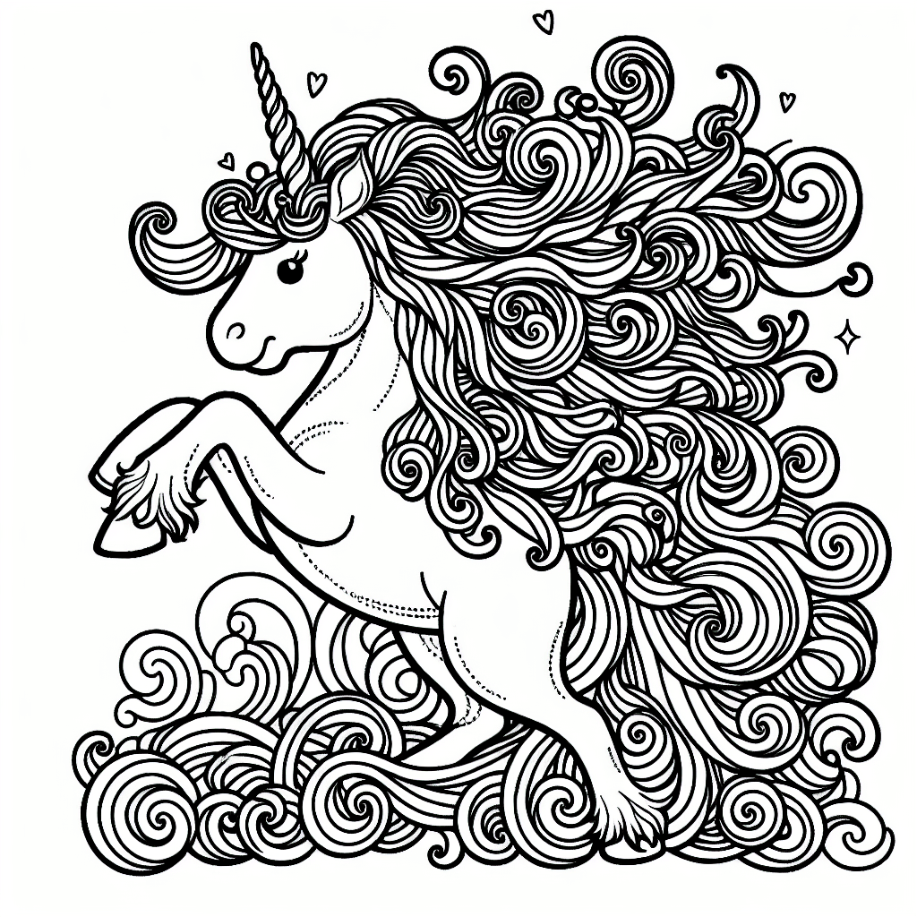 Additional unicorn hair coloring page 2