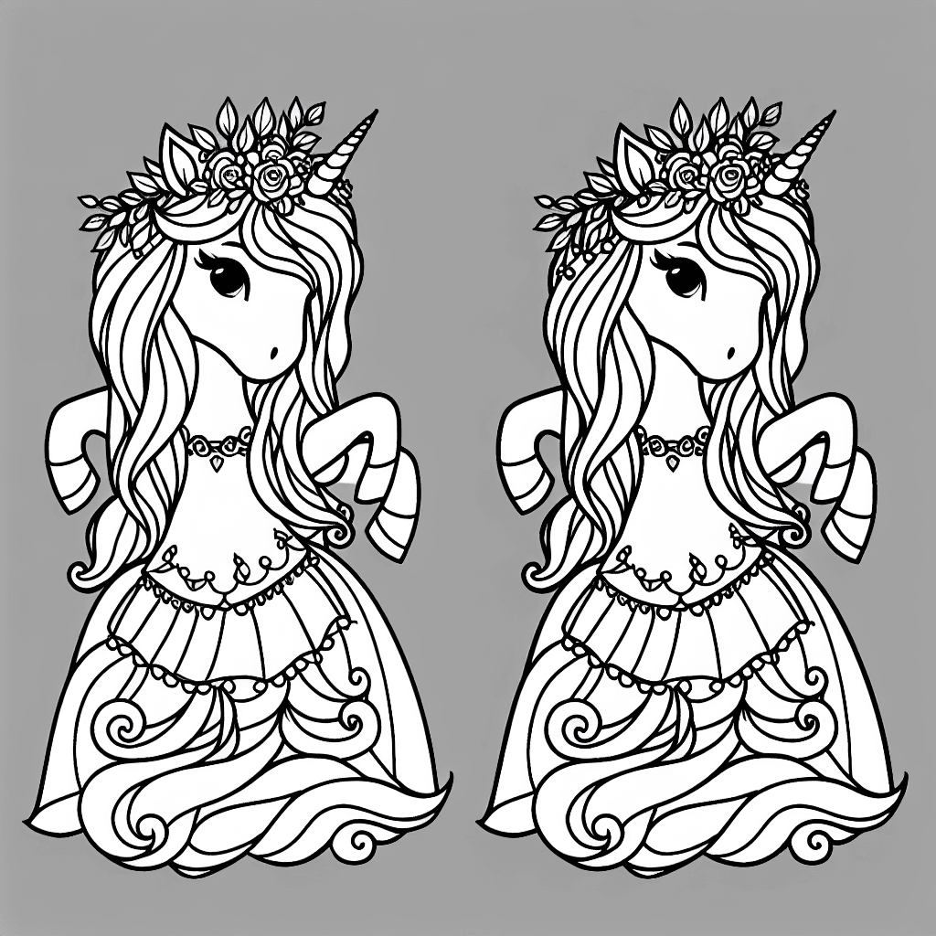 Additional unicorn princess coloring page 1