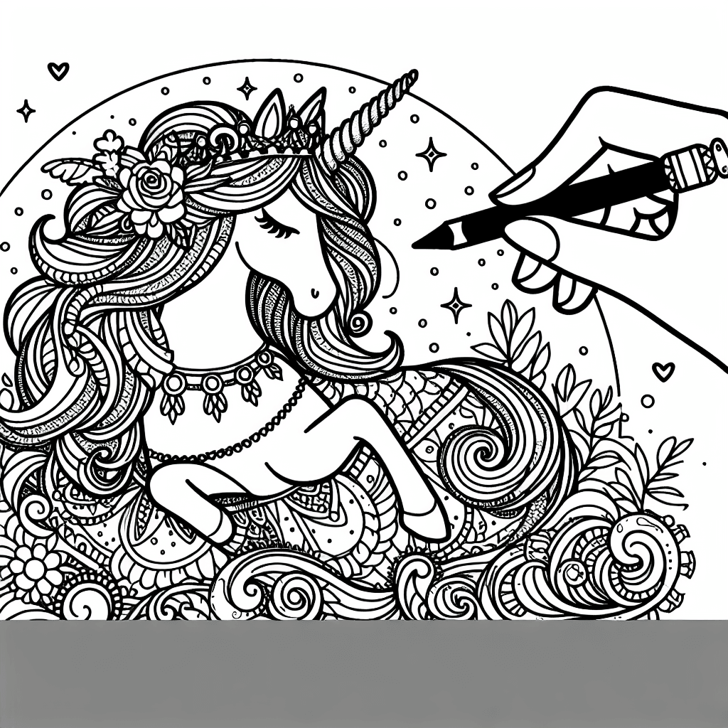 Additional unicorn princess coloring page 2