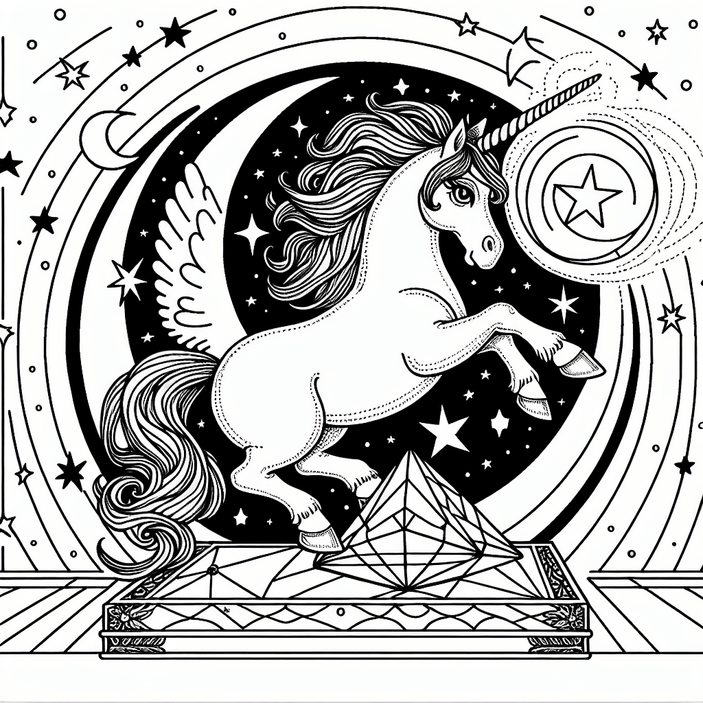 Additional unicorn star coloring page 2