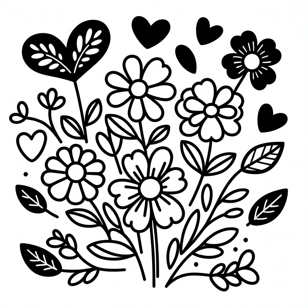 valentine flowers coloring pages