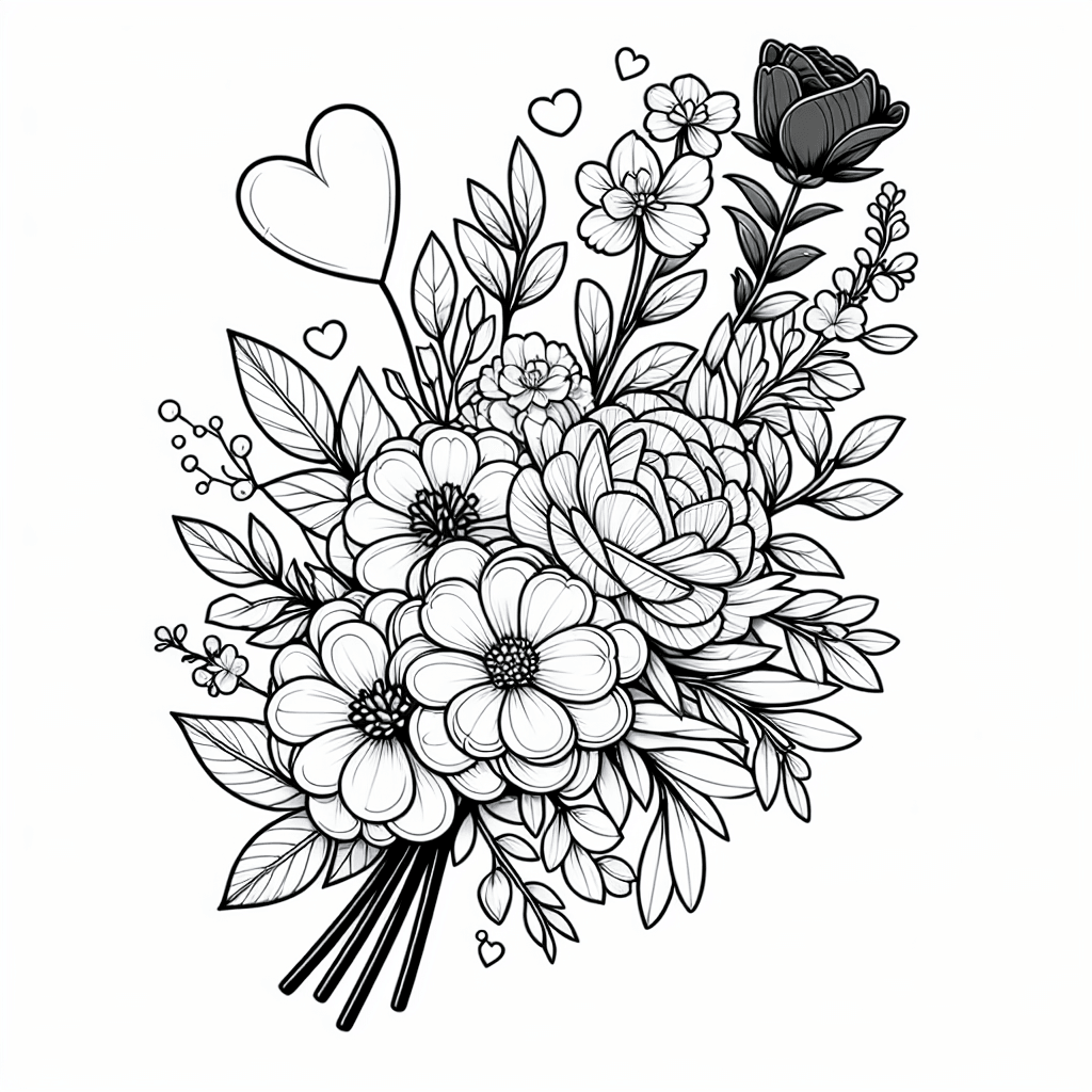 Additional valentine flowers coloring page 1