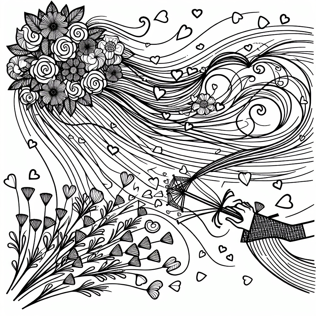 Additional valentine flowers coloring page 2