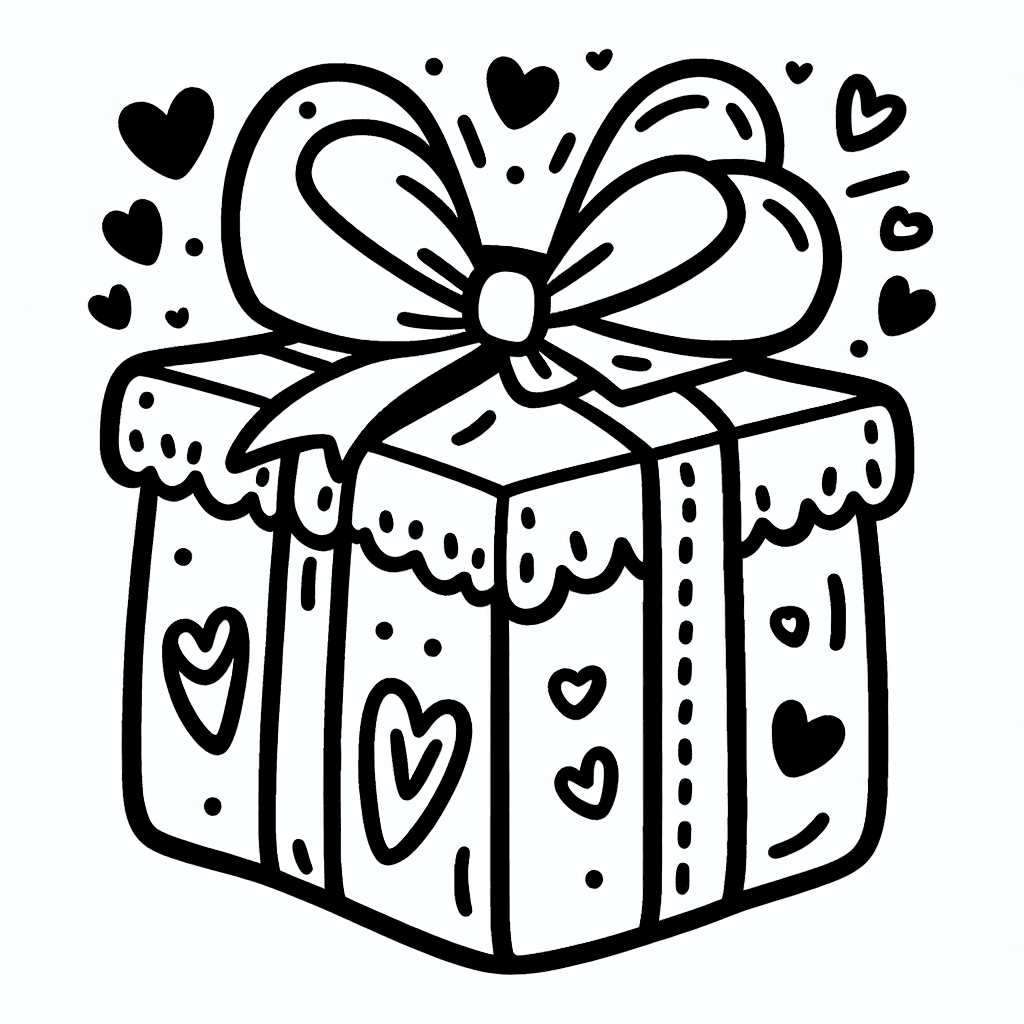 valentine gift coloring pages