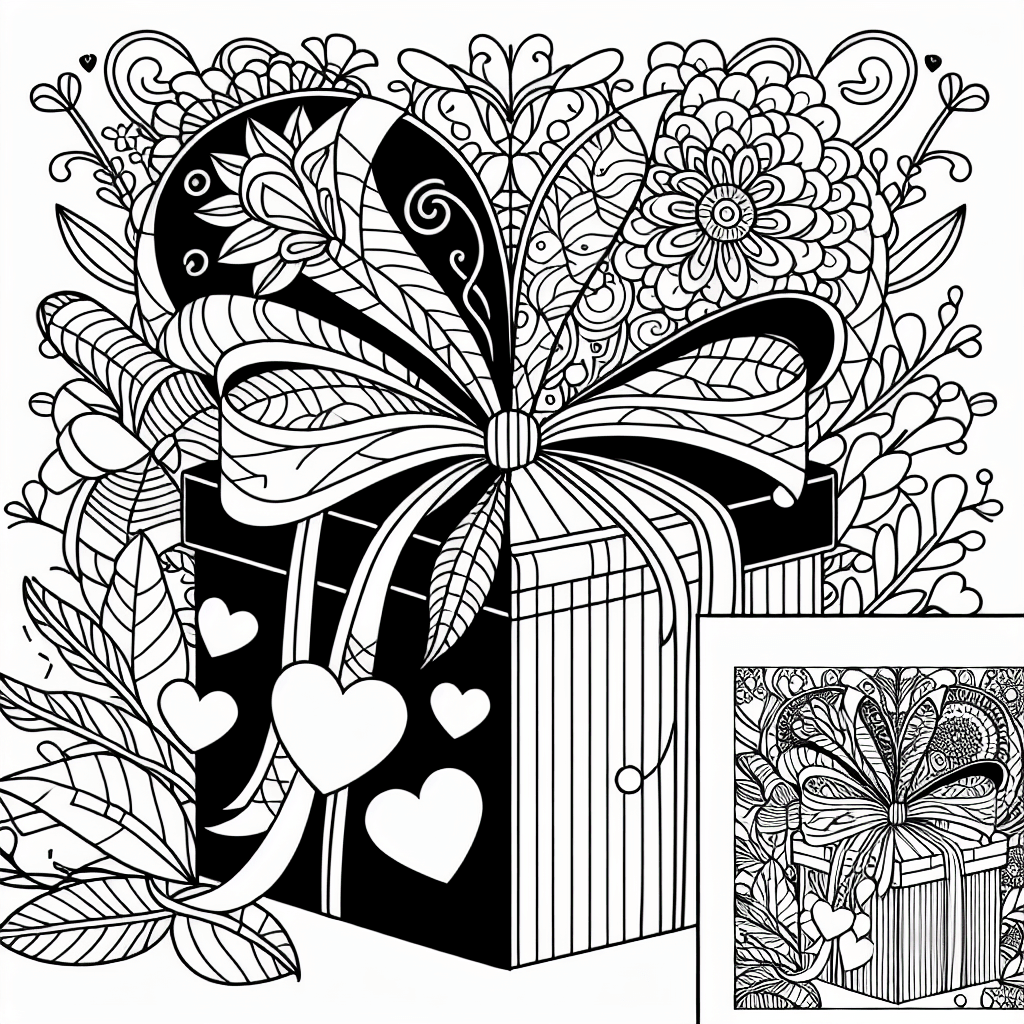 Additional valentine gift coloring page 1