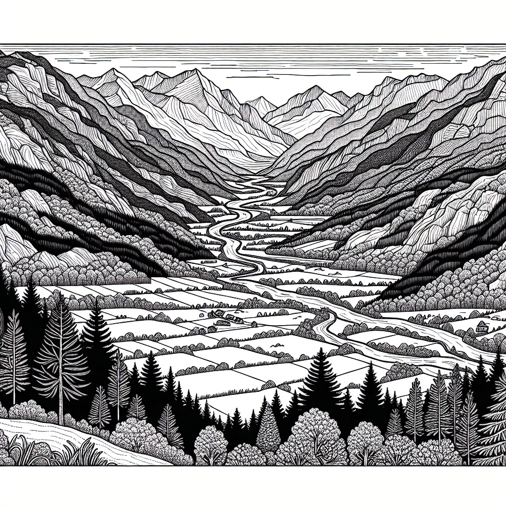 Additional valley view coloring page 2