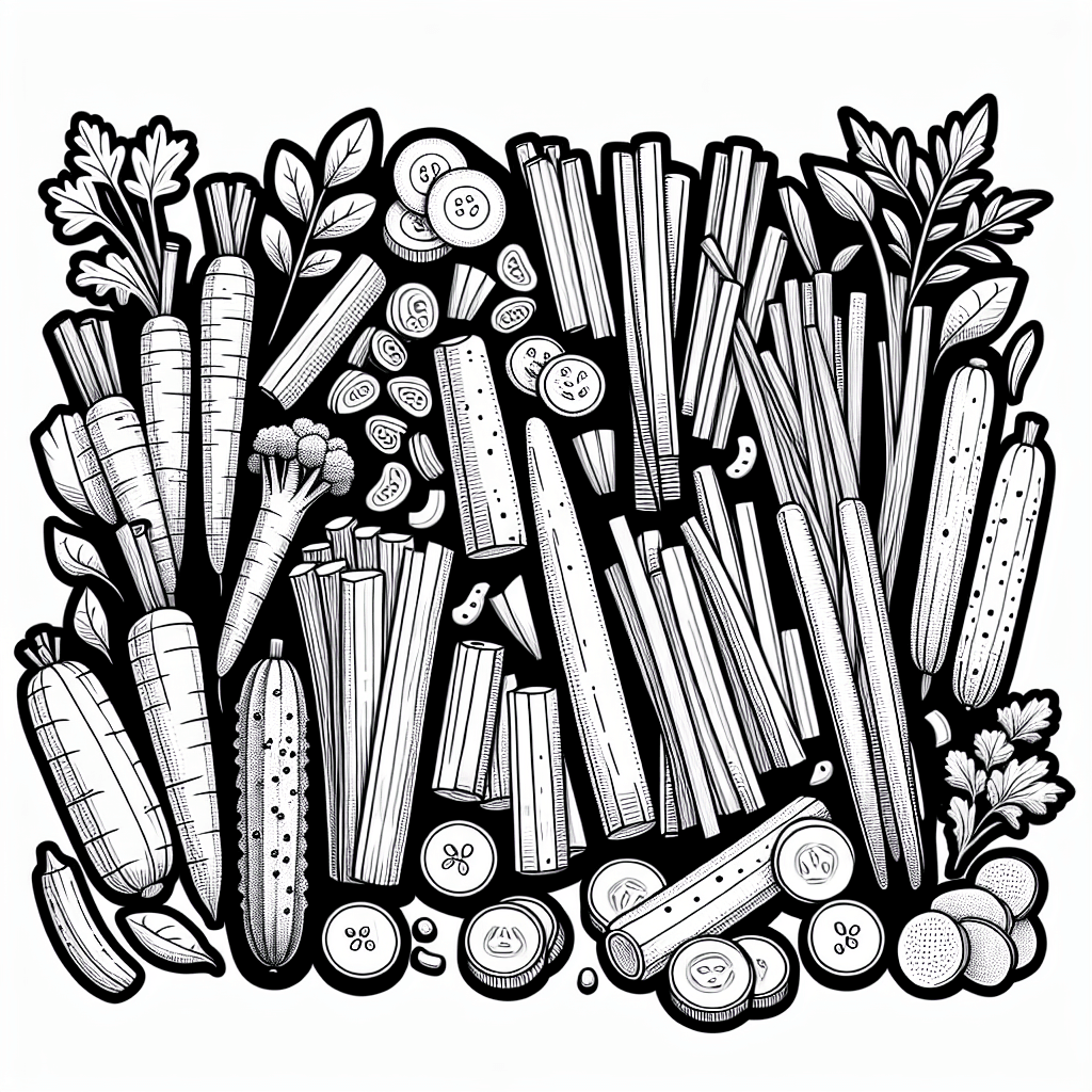 Additional veggie sticks coloring page 1