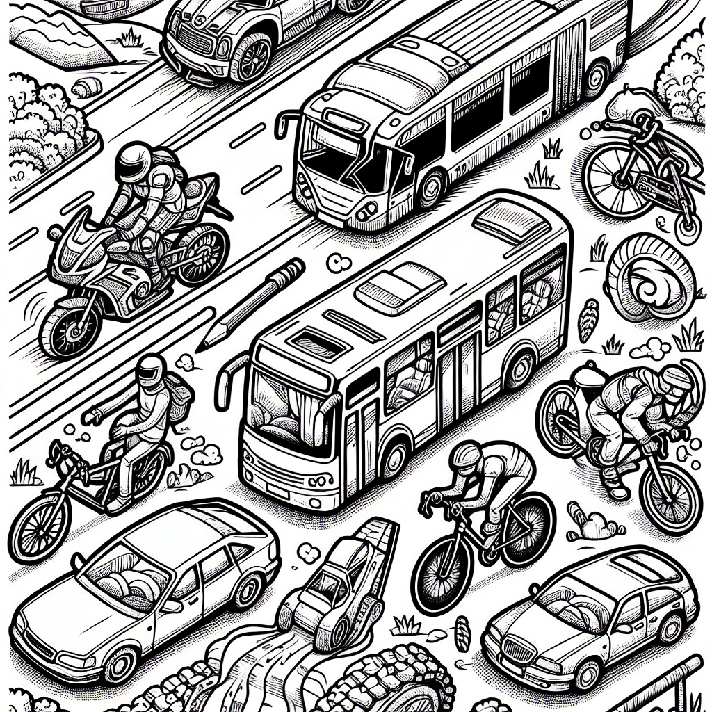 Additional vehicles coloring page 2