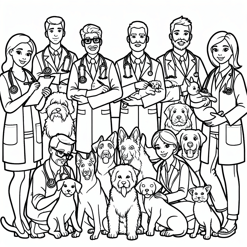 veterinarian pets coloring pages